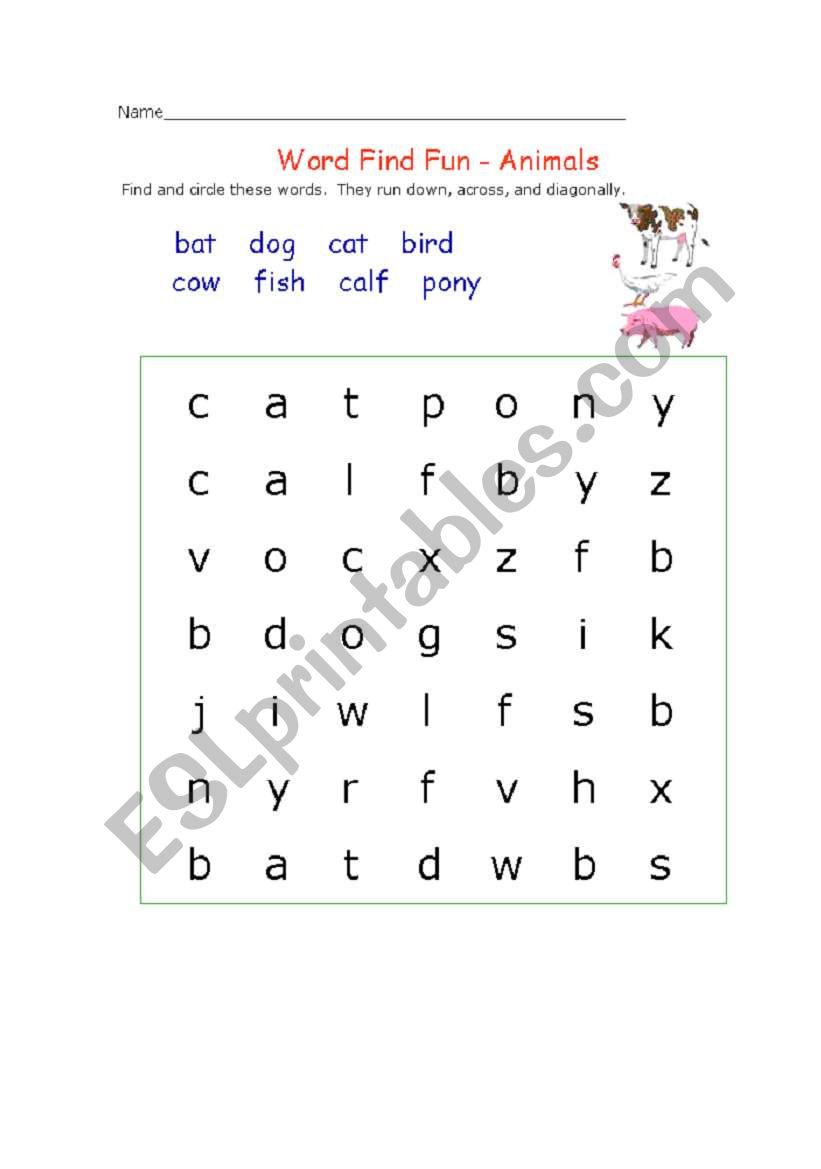 ANIMALS worksheet