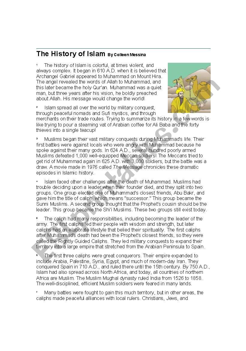 history of islam worksheet