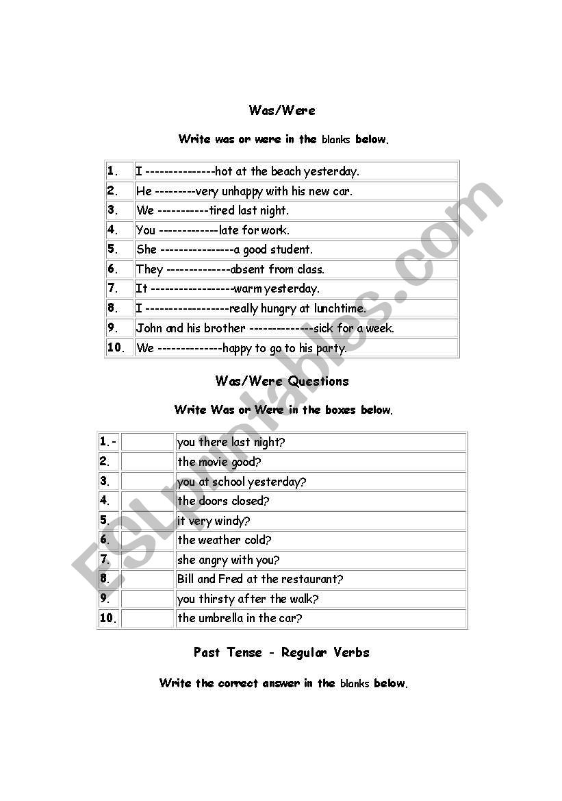 revision of past simple worksheet