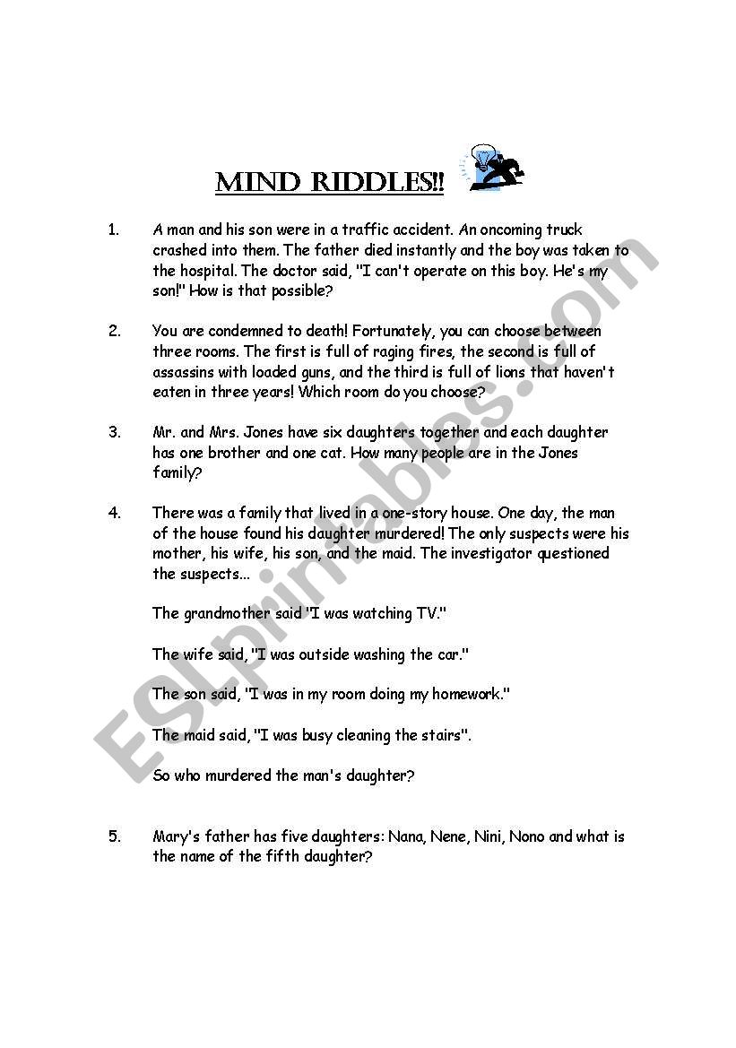 Mind Riddles worksheet