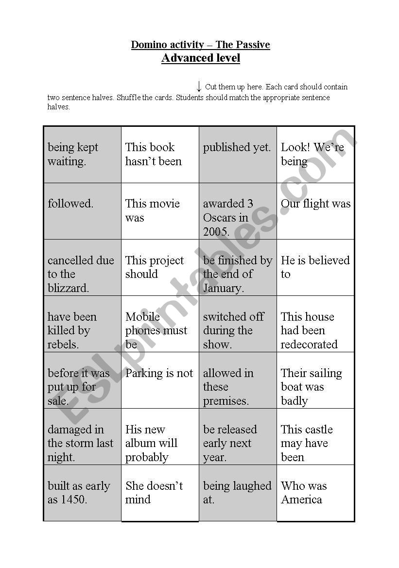 Domino activity (No. 12) - The Passive