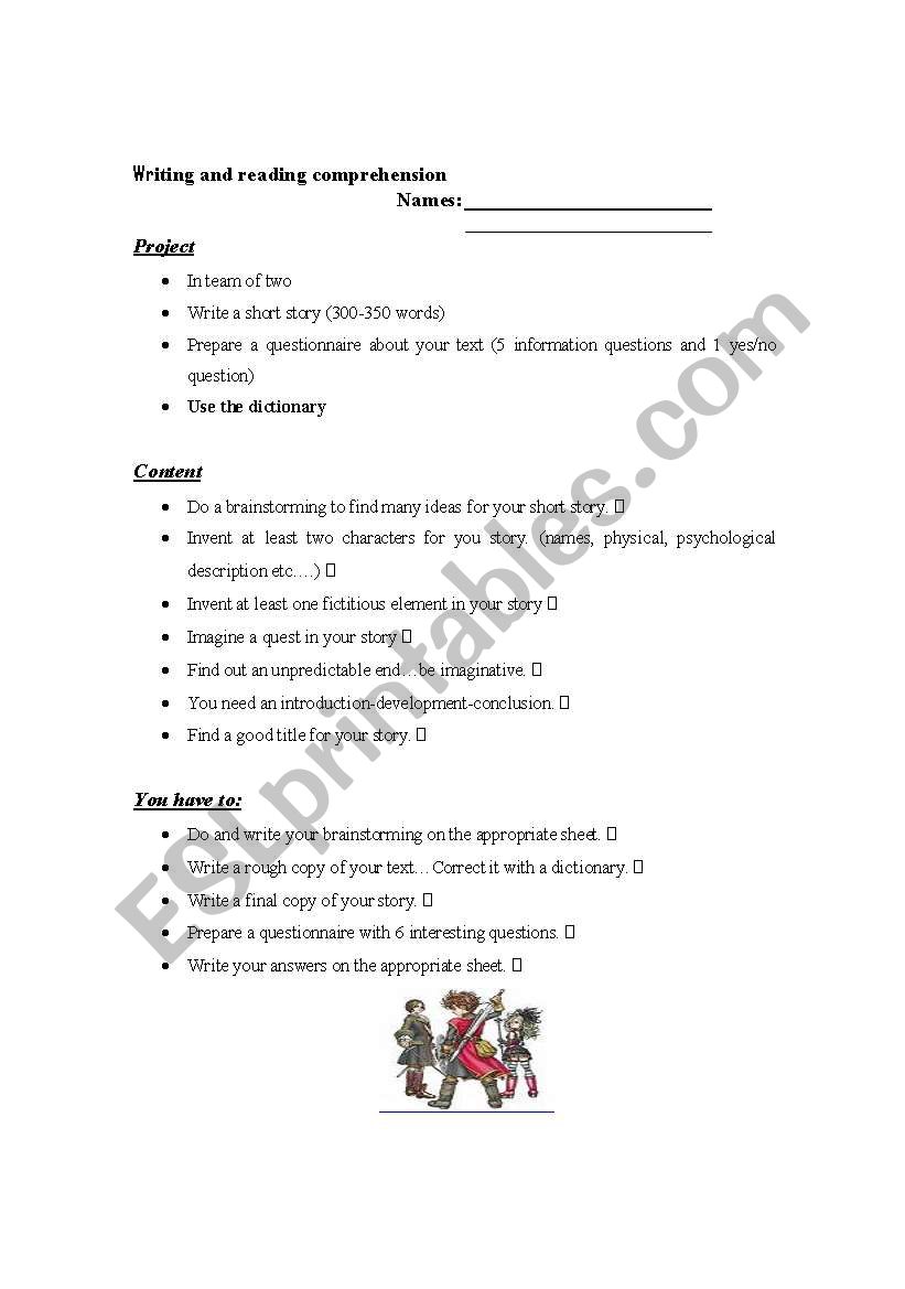 Short stories worksheet