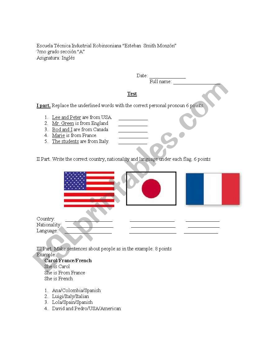 countries and nationalities test