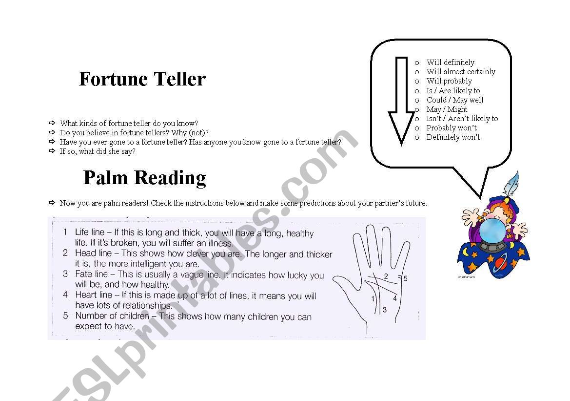 Fortune Teller worksheet