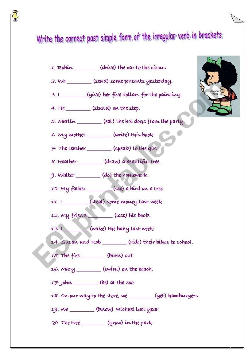 Irregular Verbs worksheet