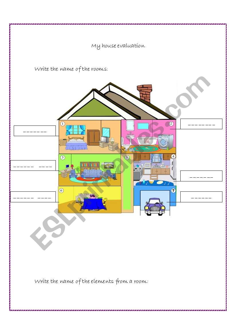 my house evaluation  worksheet