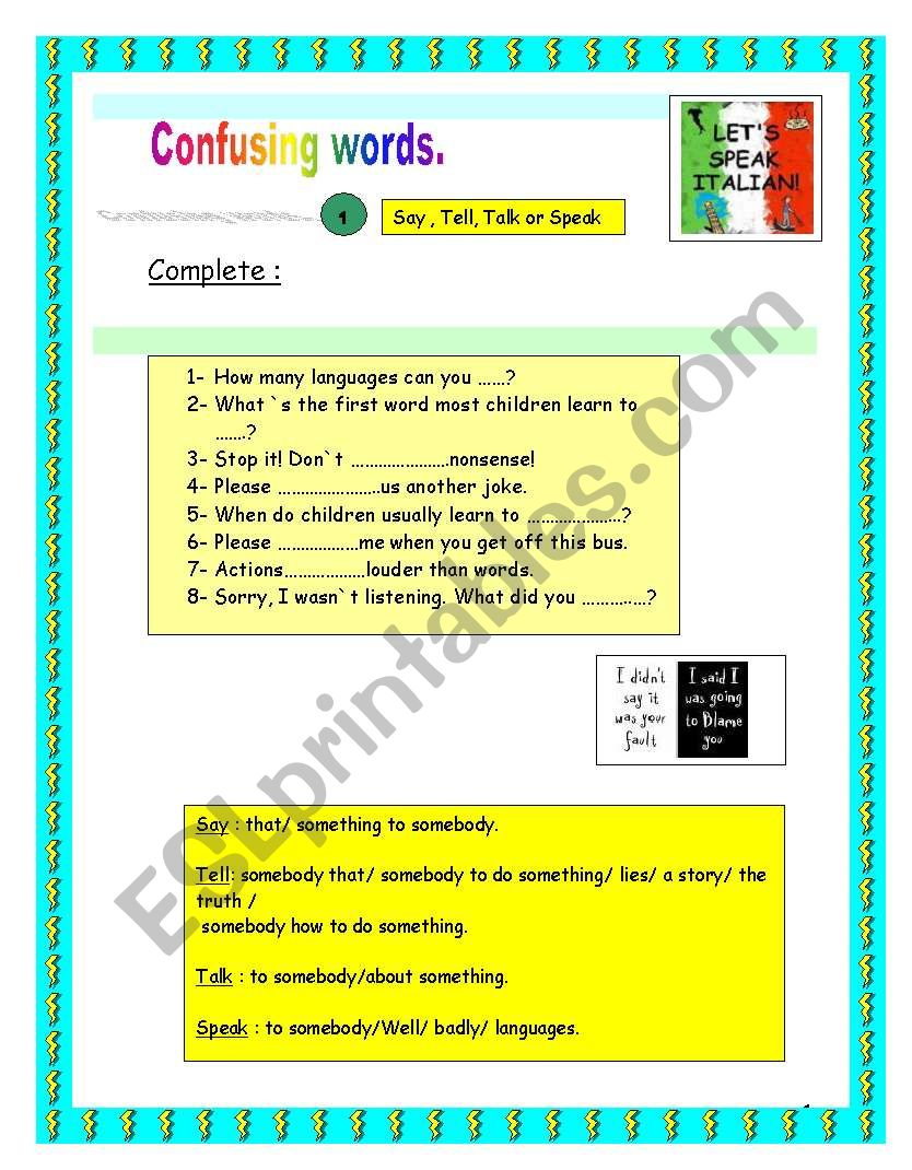 confusing words worksheet