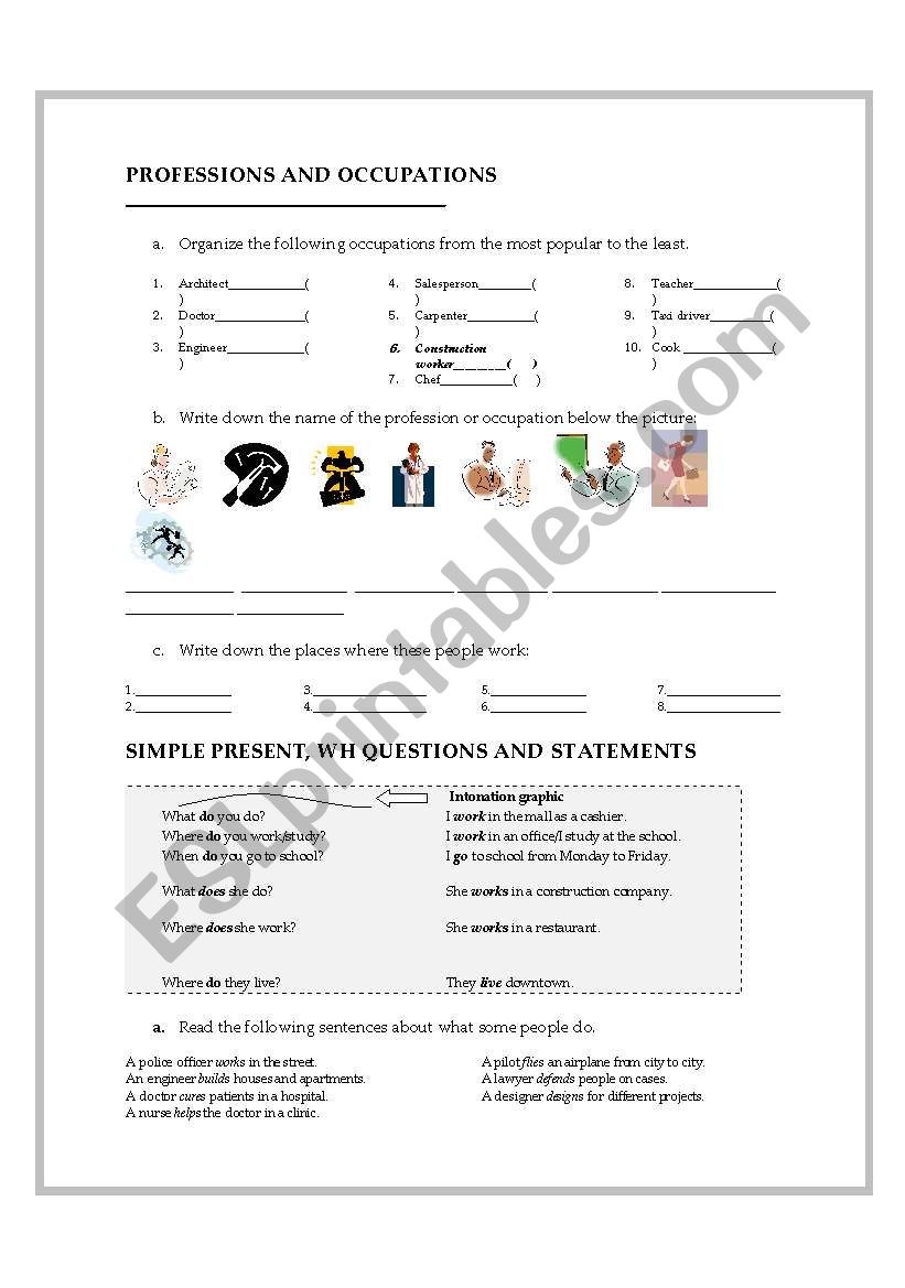 jobs and workplaces using questions with do and does