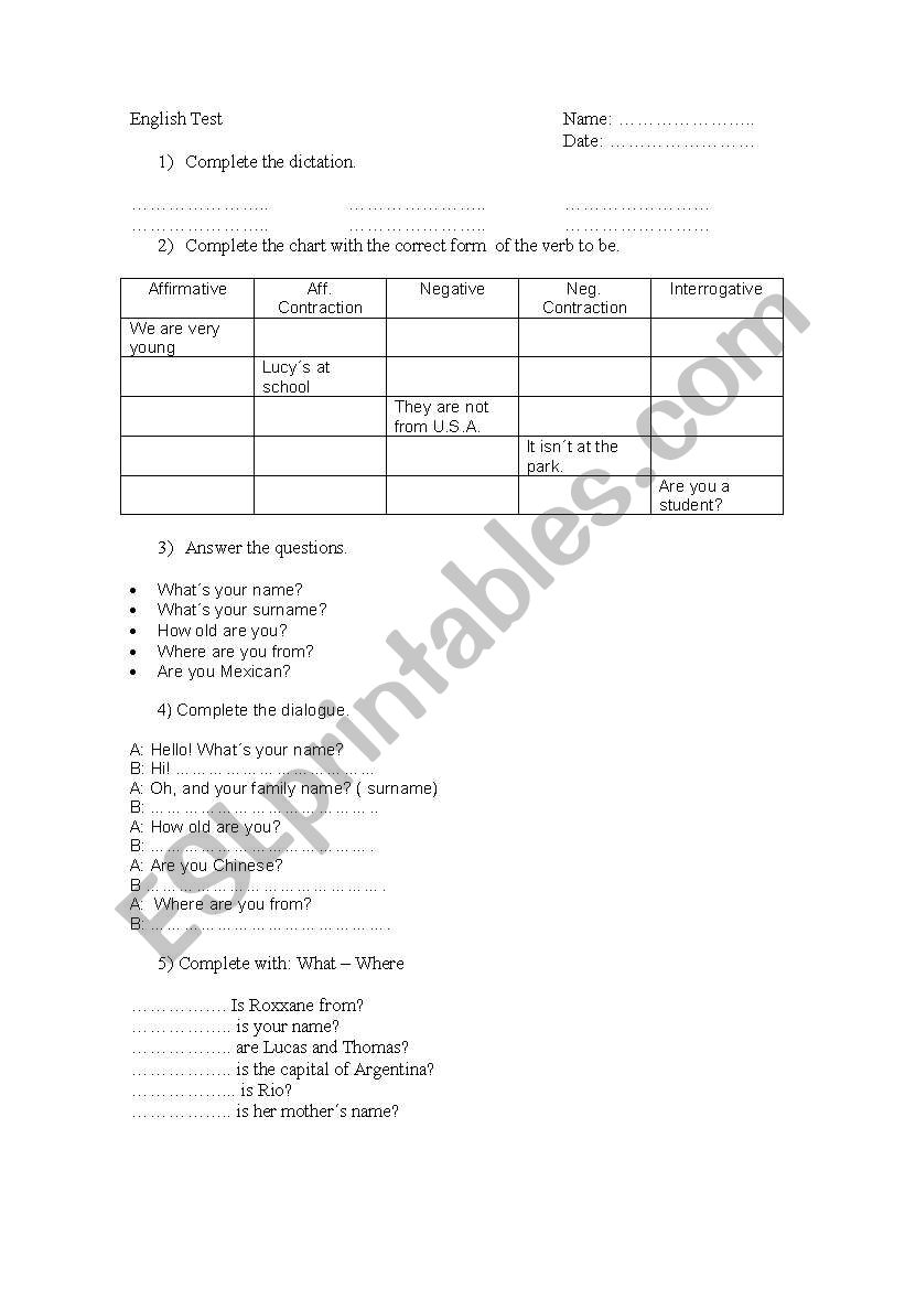 Present To Be worksheet