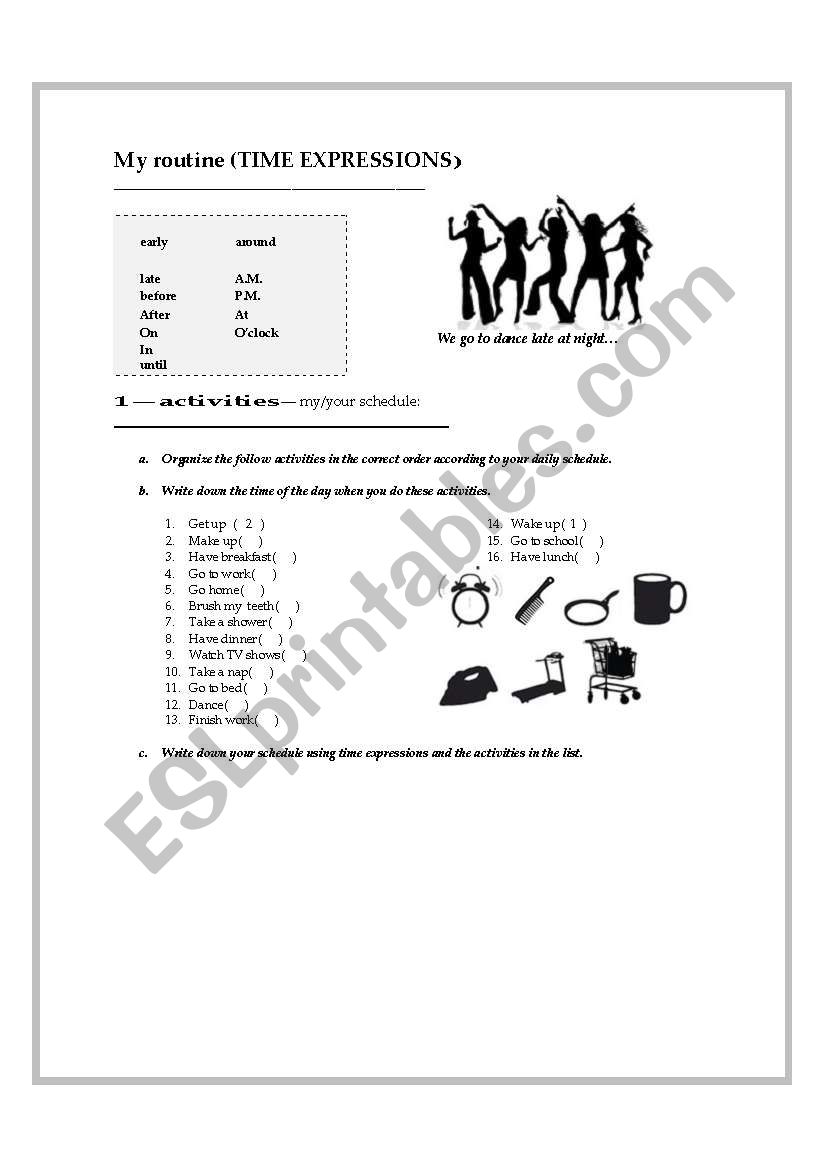 my routine-time expressions worksheet