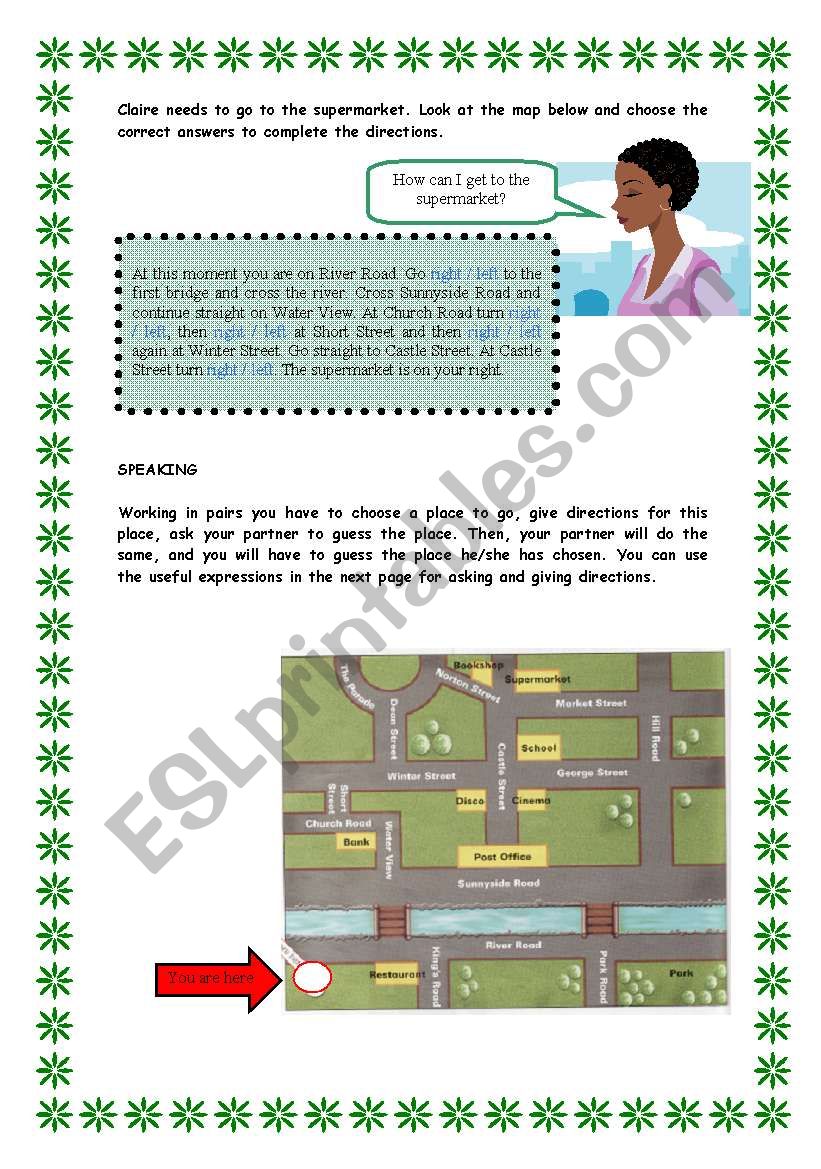 Giving directions worksheet