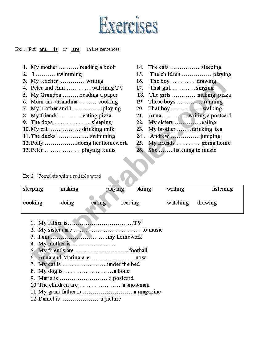 Present Continuous worksheet