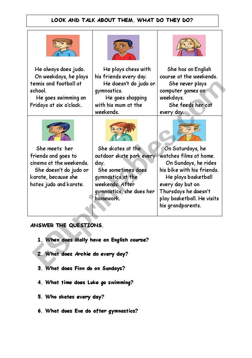 character cards worksheet