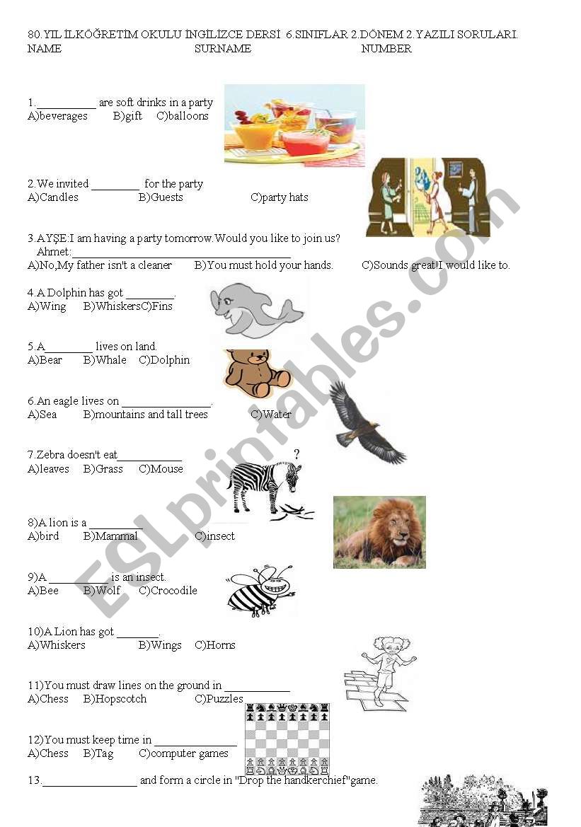 6th grade spot on exam paper. worksheet