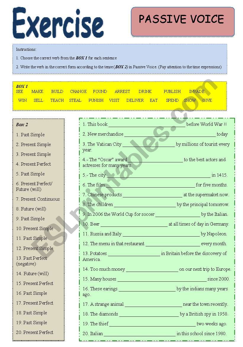 Exercise  -- Passive Voice worksheet