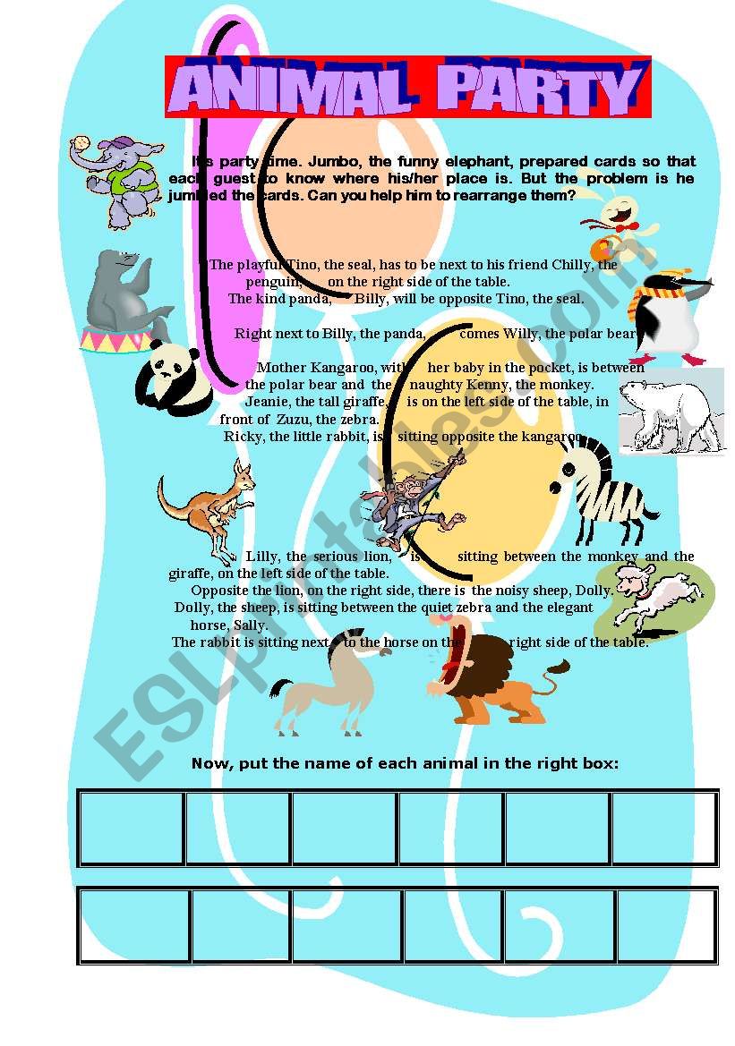 ANIMAL PARTY worksheet