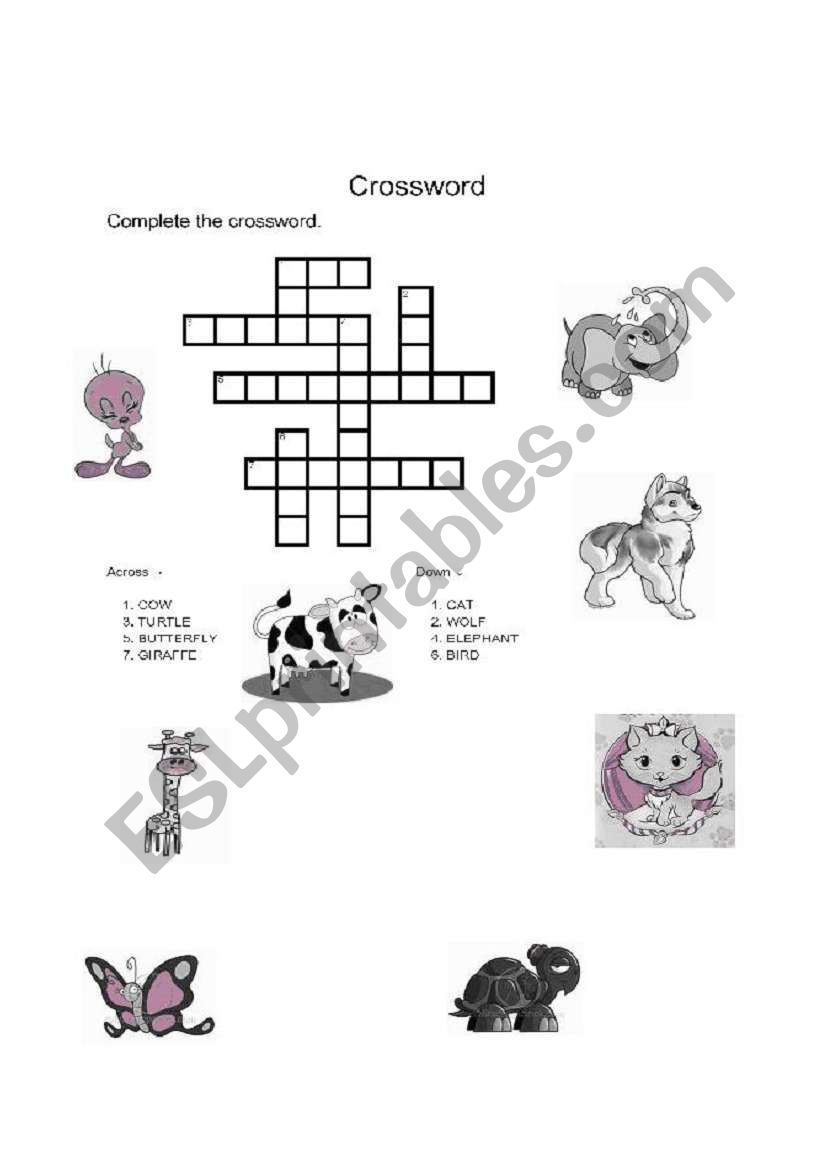 Animals Crossword worksheet