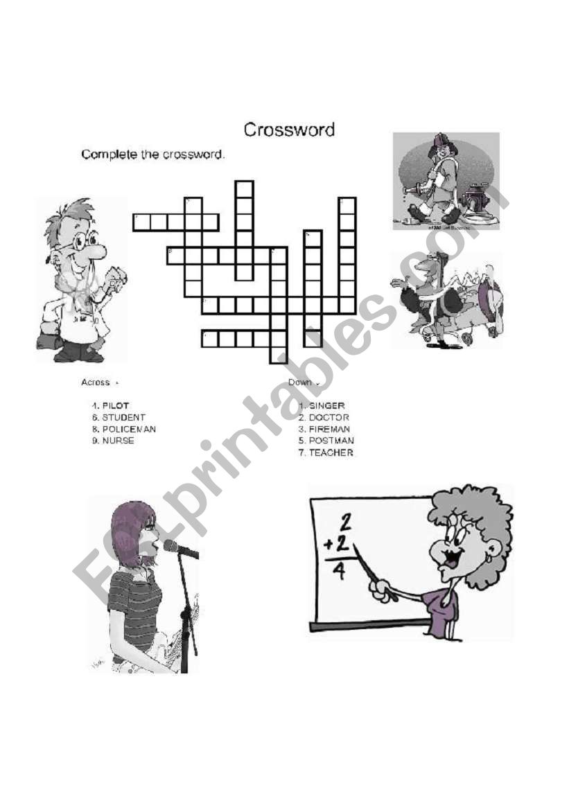 Jobs Crossword worksheet