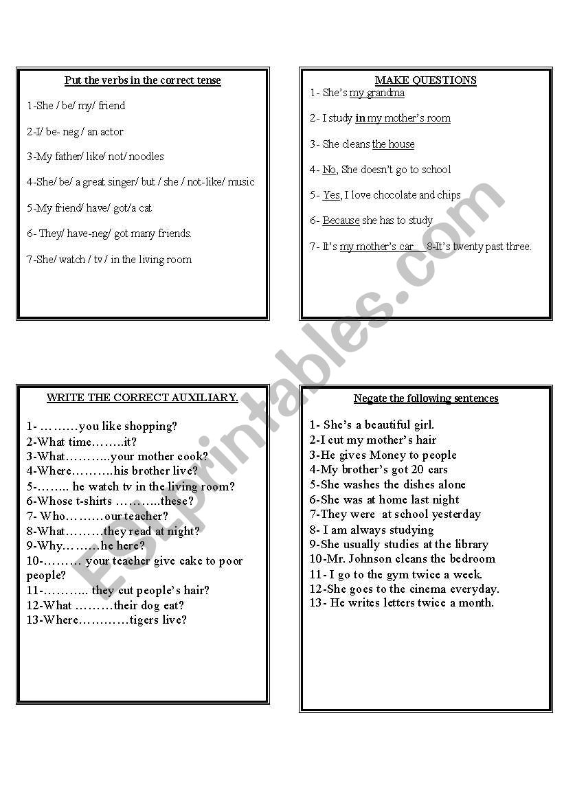 SIMPLE PRESENT- ORAL  worksheet