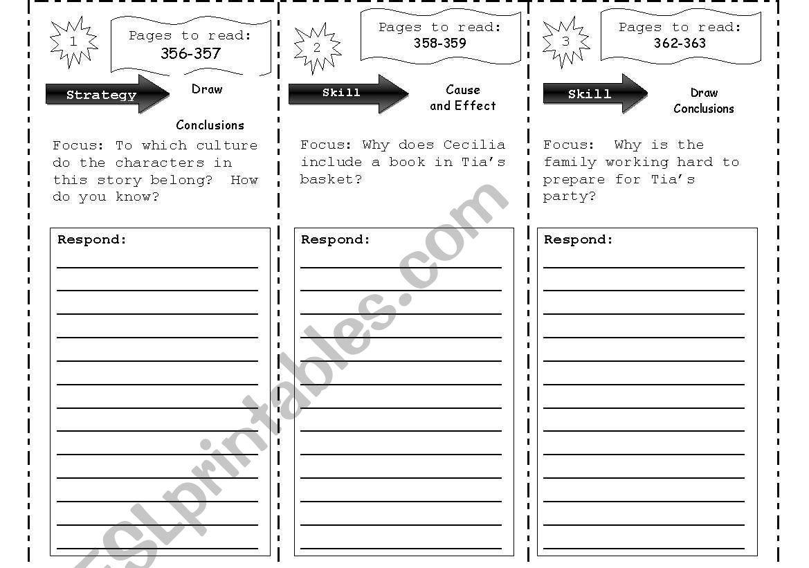 Reading Trifold worksheet