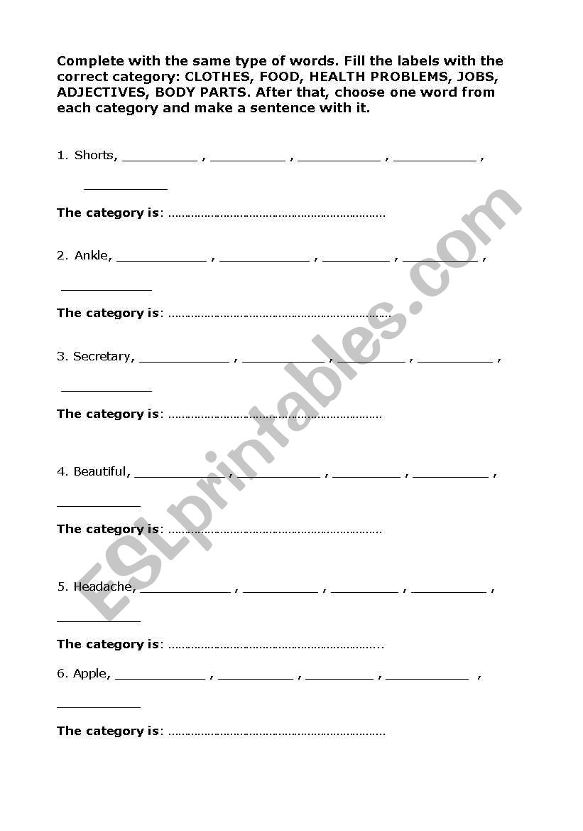 Vocabulary test worksheet