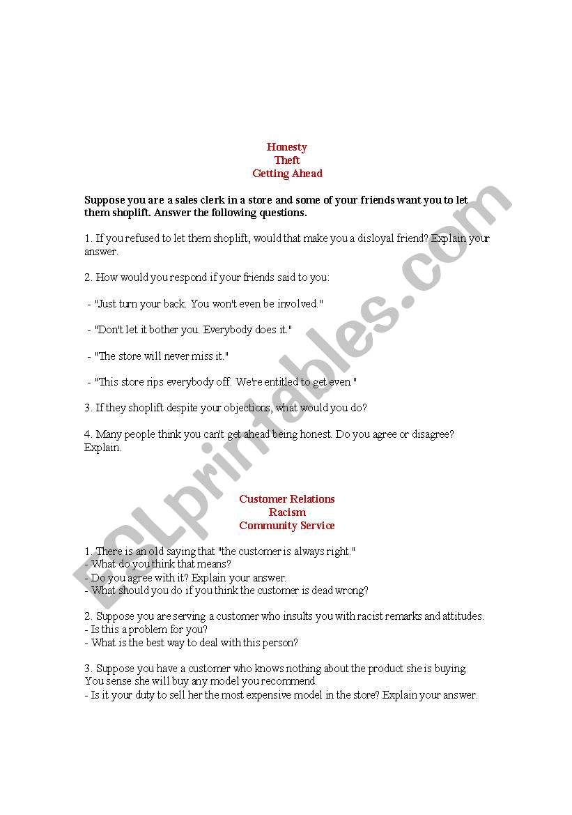 speaking topics worksheet