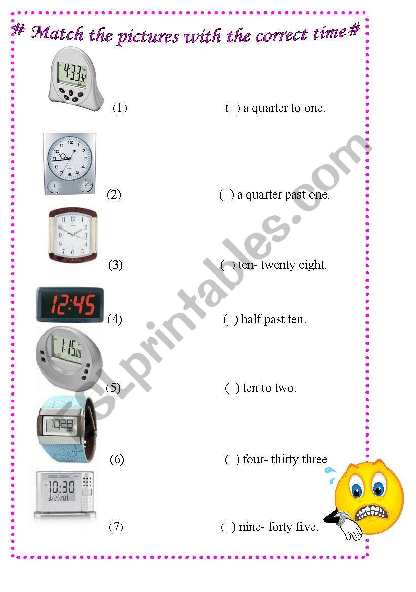 What time is it? ( Matching) worksheet