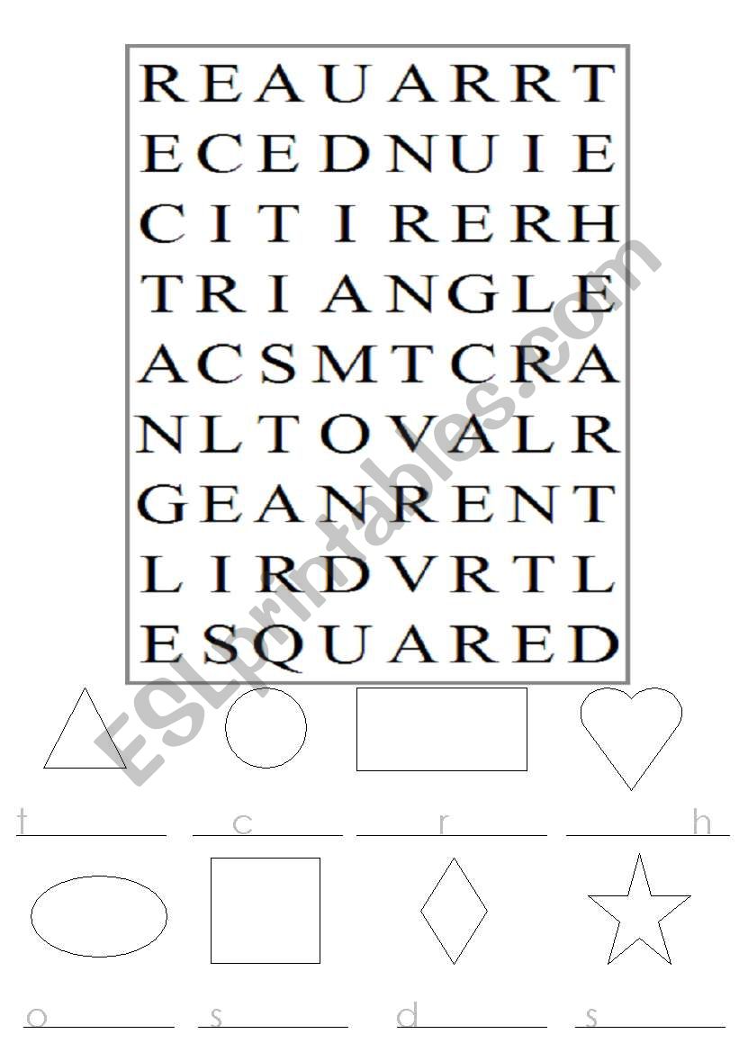 Shape Word Search worksheet