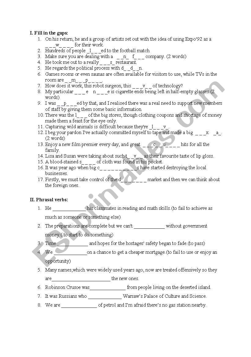 Cutting Edge Advance Module1 worksheet