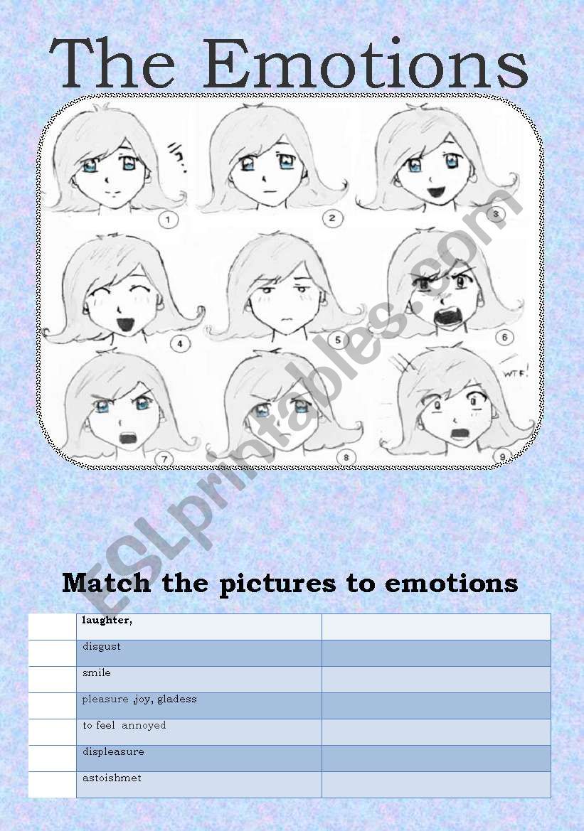 The emotions worksheet