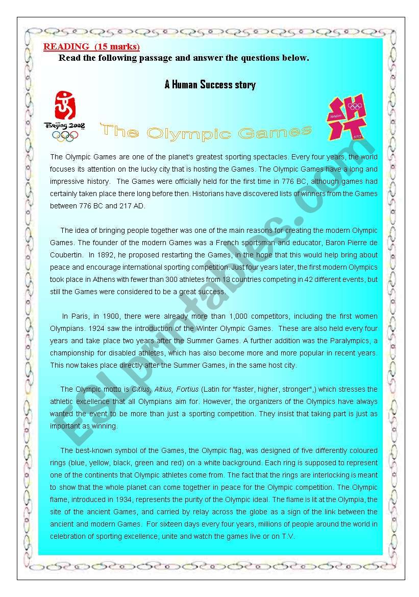 Reading : Human Success History (The Olympic Games)