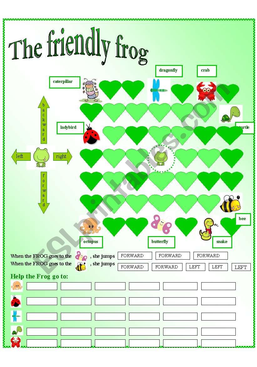 The friendly frog worksheet