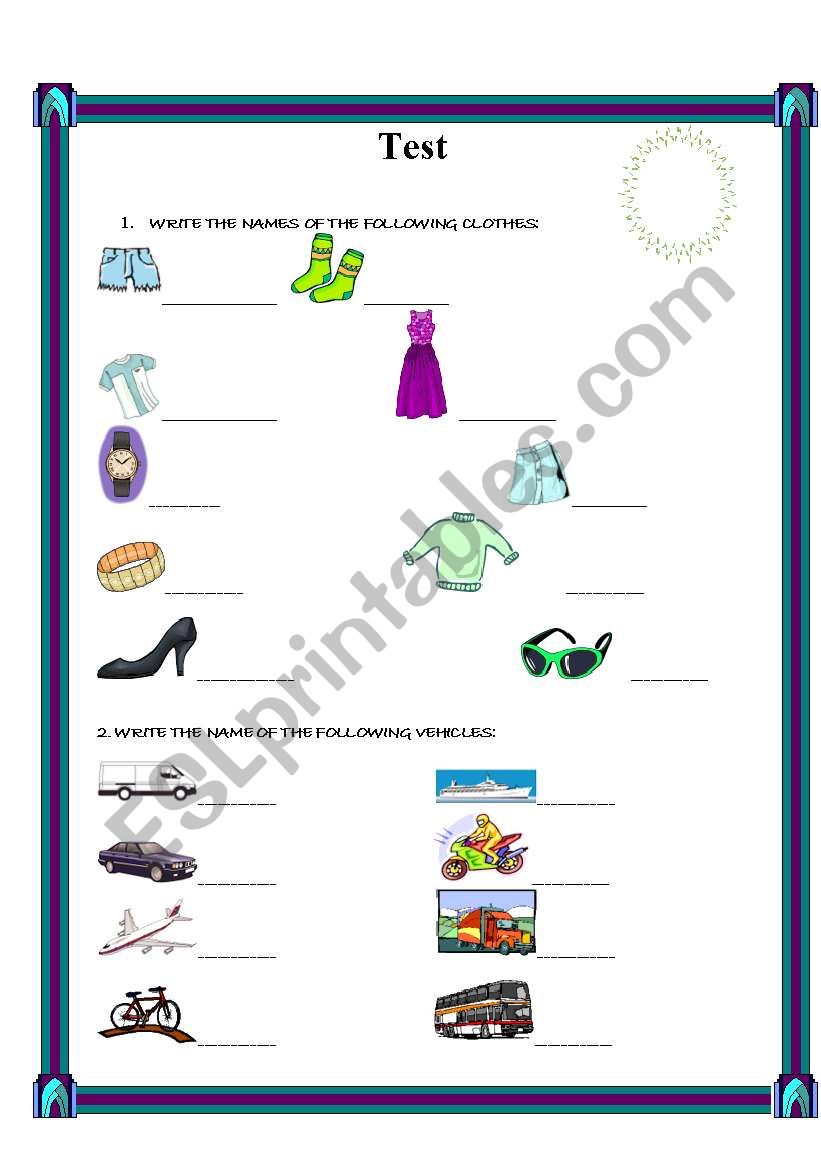 test worksheet