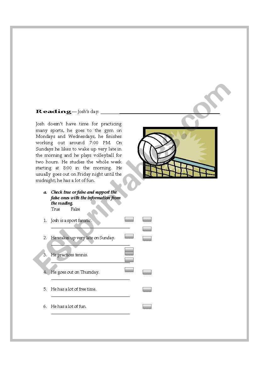 time expressions reading activity