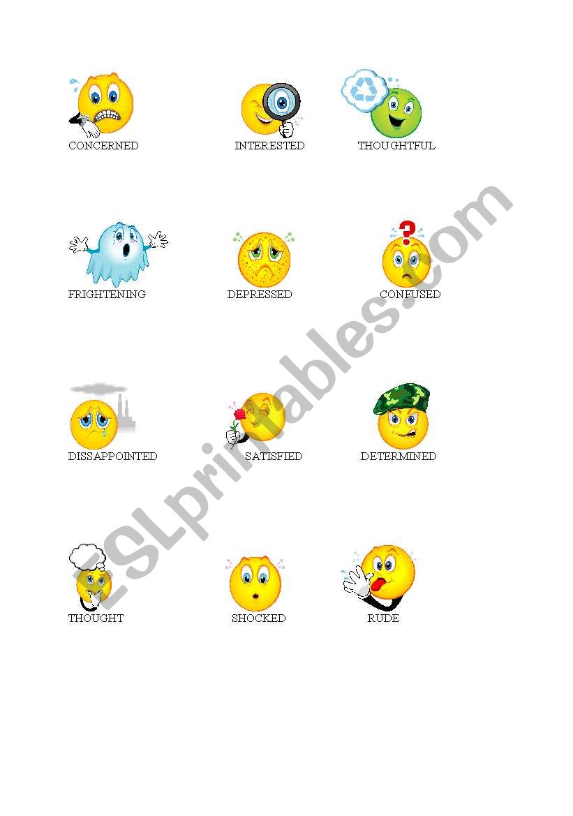 EMOTIONS AND THOUGHTS!! worksheet
