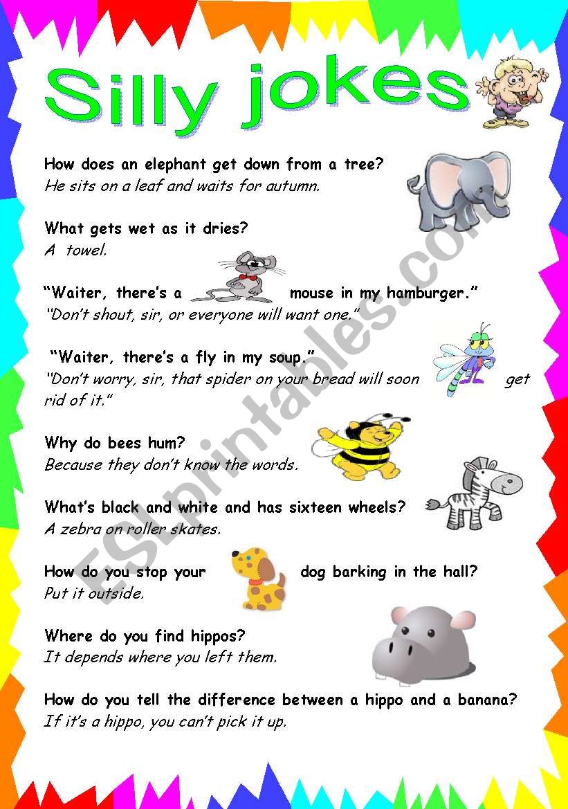 Silly jokes worksheet