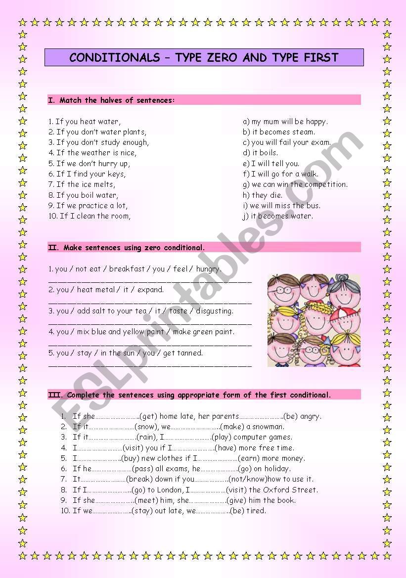 Conditionals - 0 and 1st worksheet