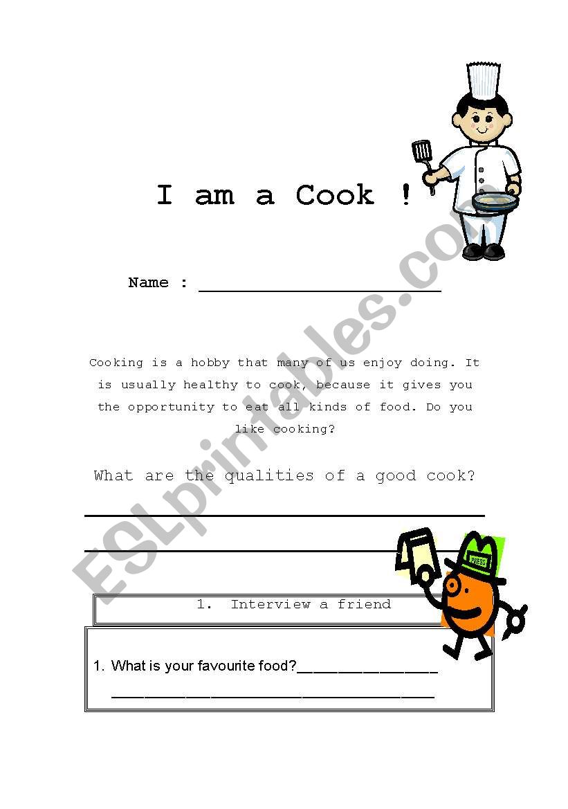 I AM A COOK worksheet