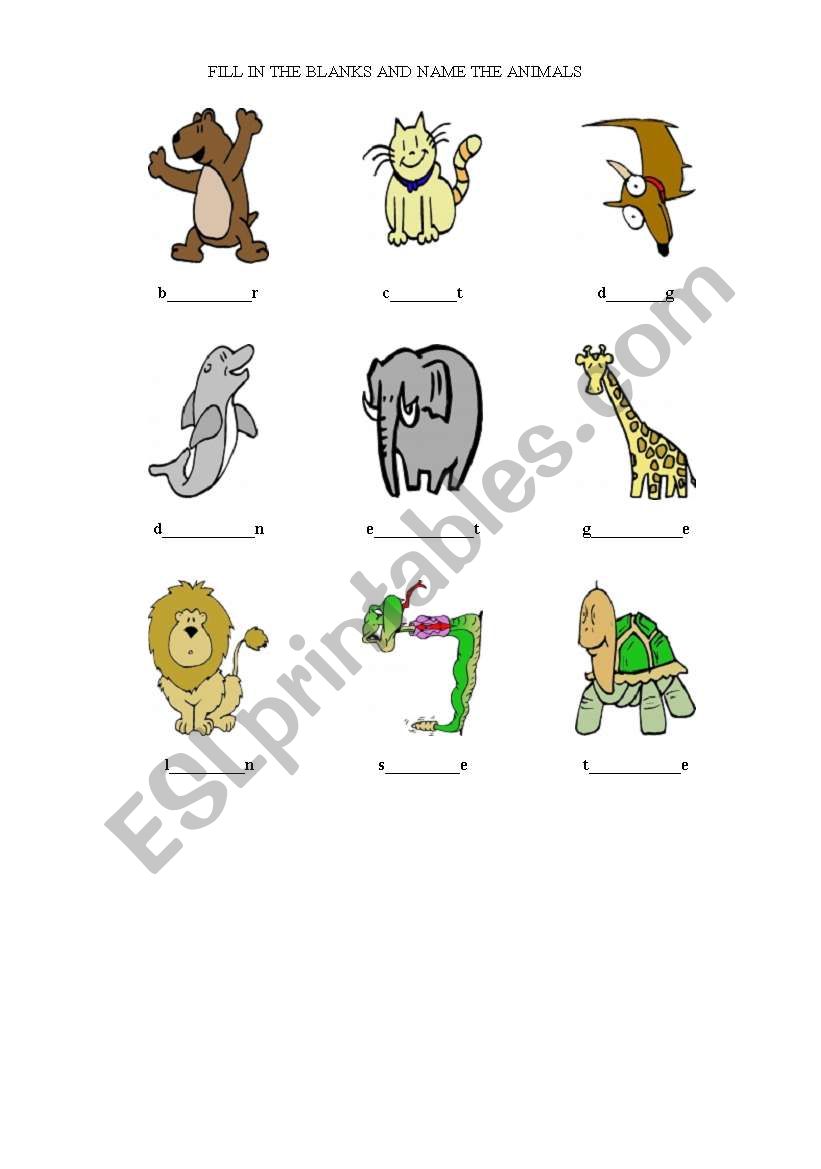 animals worksheet