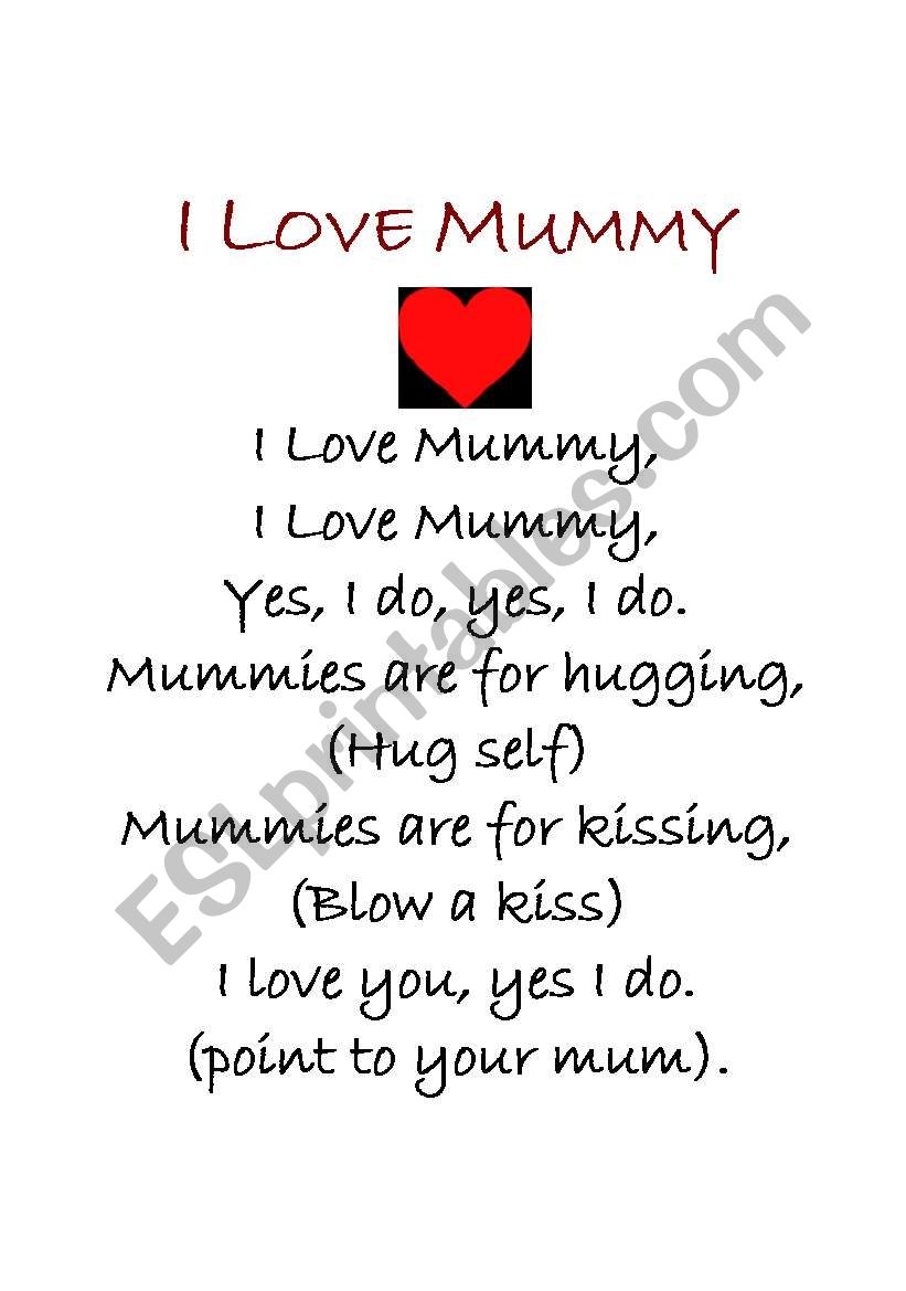 I love mummy poem worksheet