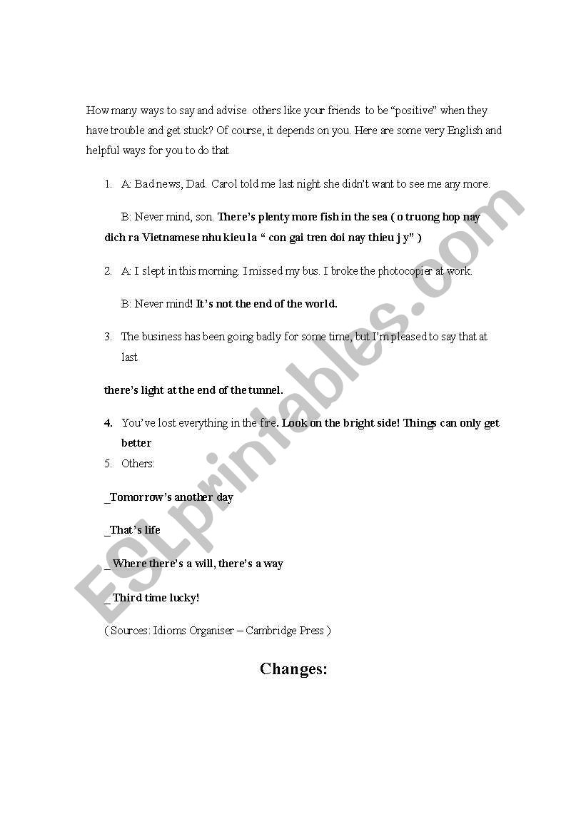 Idiom worksheet