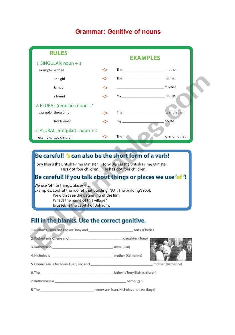 genitive of nouns worksheet