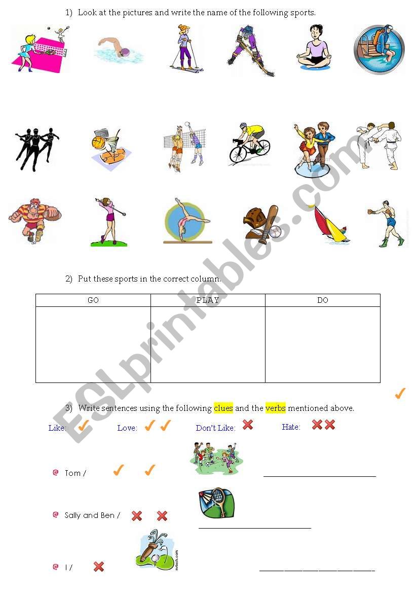 SPORTS!!! worksheet