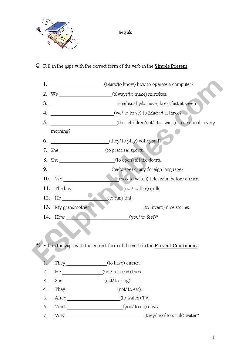 All verb tenses worksheet