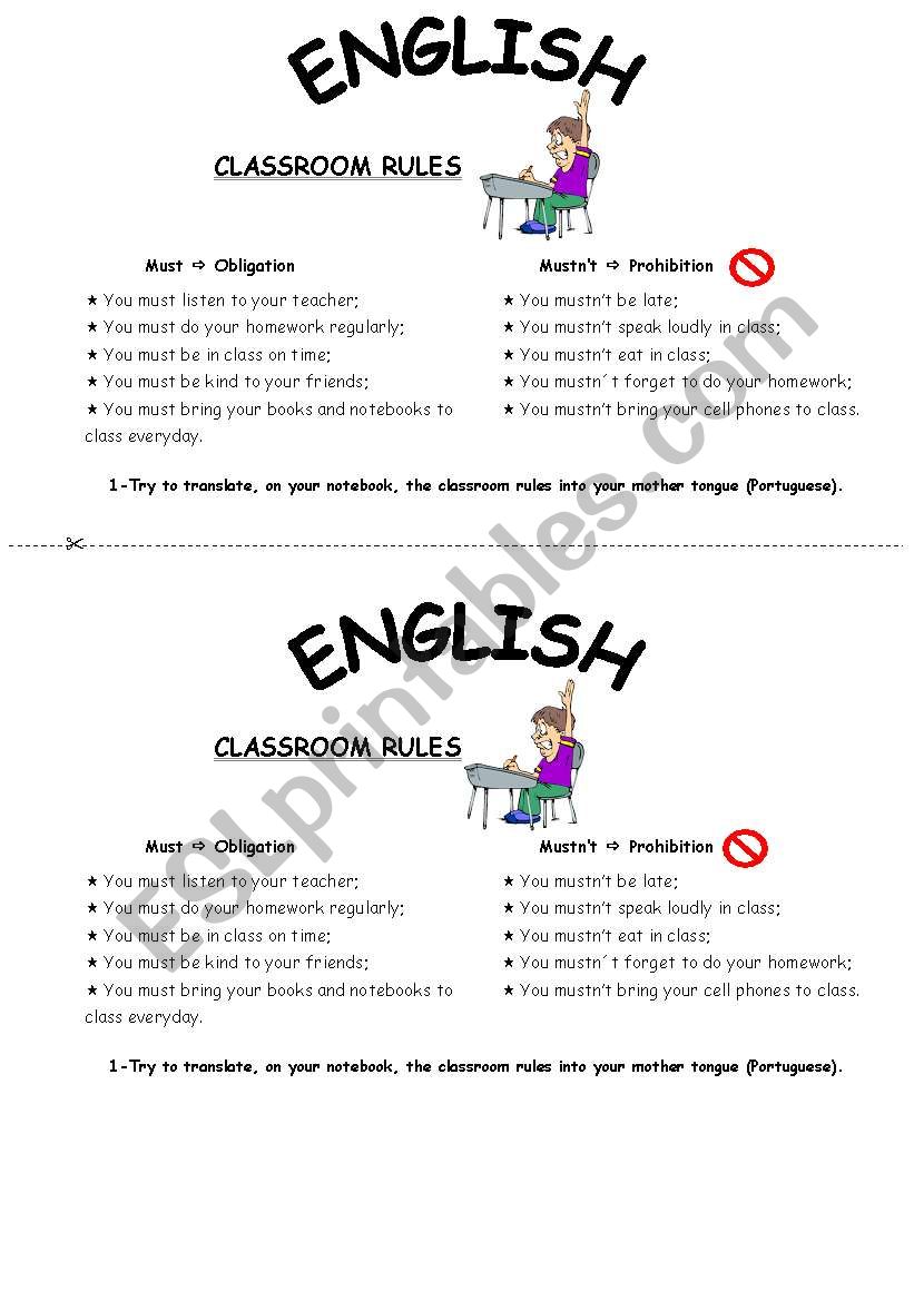 Classroom rules worksheet