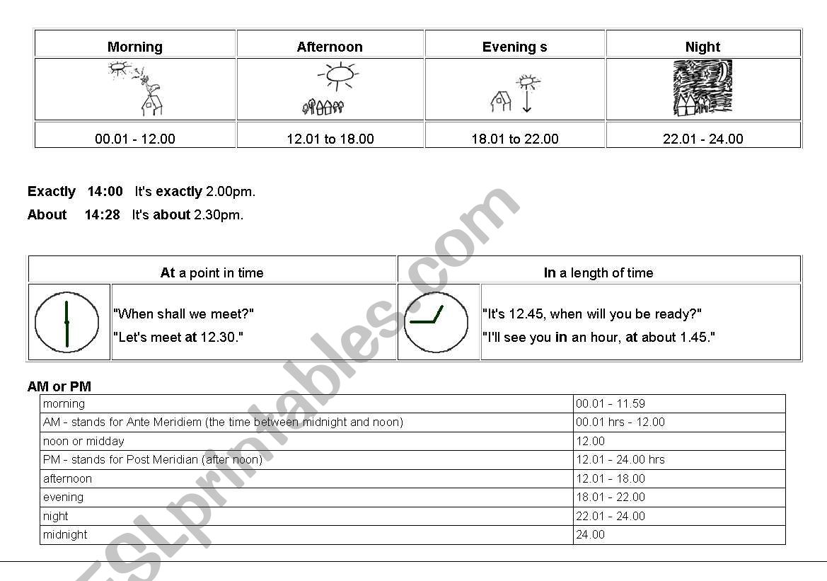 am/pm worksheet