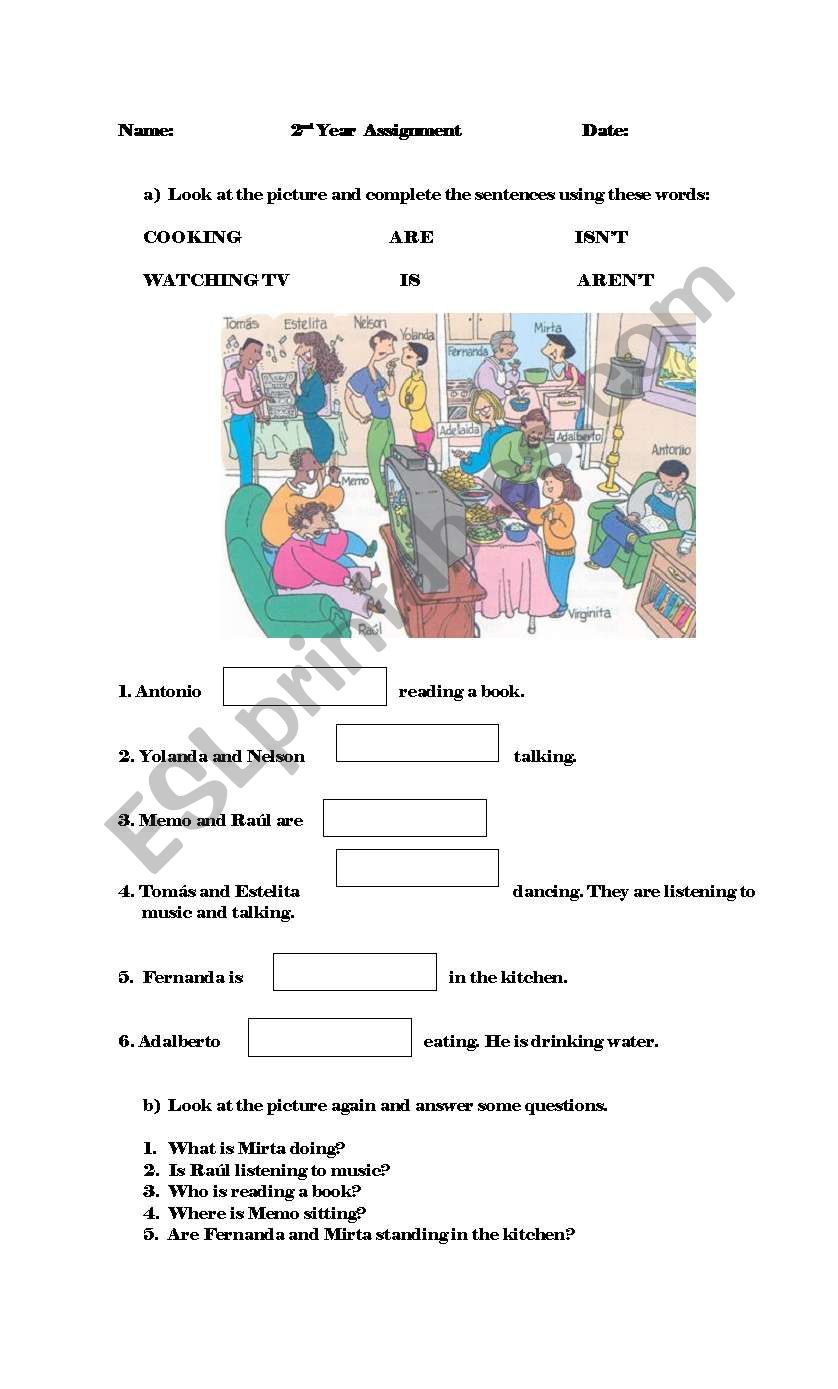 Present continuous worksheet