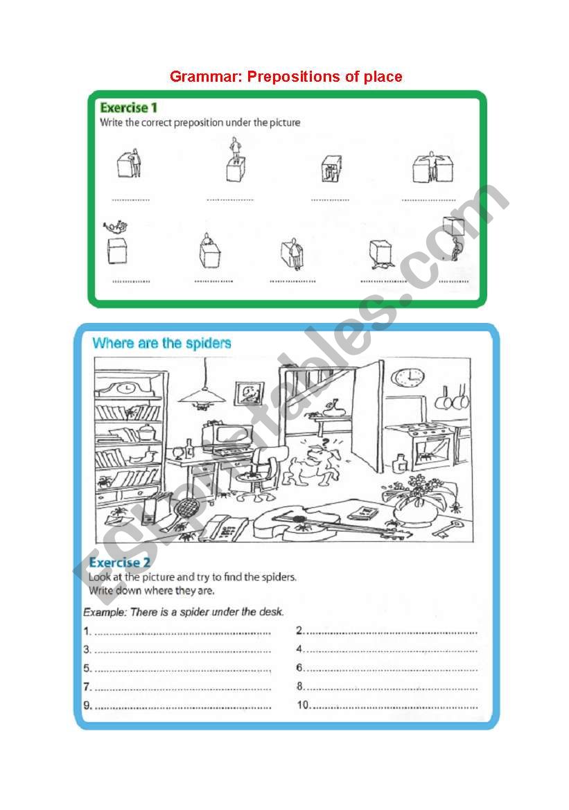 prepositions of place worksheet