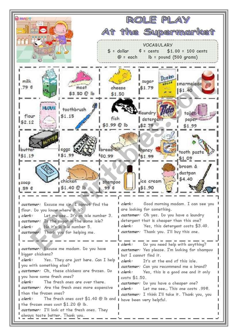 ROLE PLAY  -  AT THE SUPERMARKET