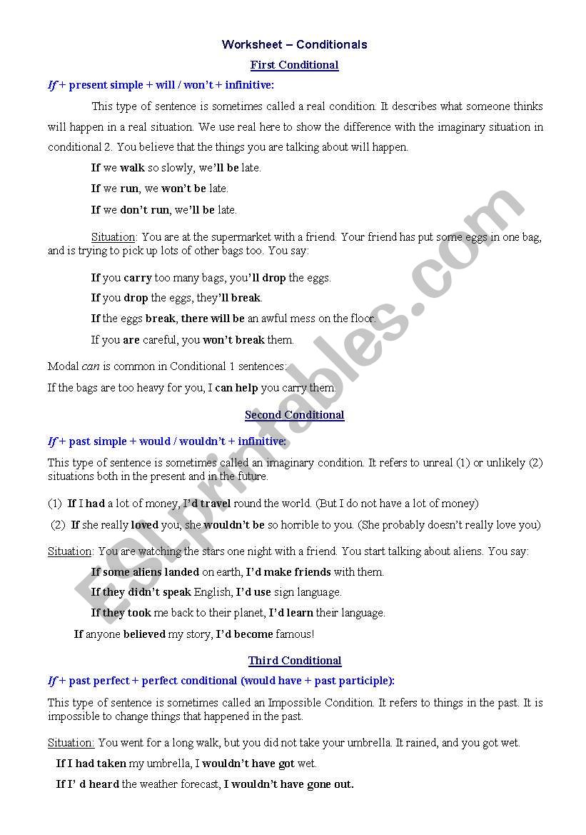 Conditional Clauses worksheet